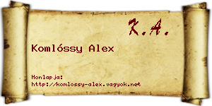 Komlóssy Alex névjegykártya