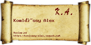Komlóssy Alex névjegykártya
